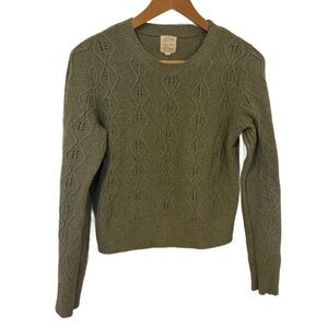 Women’s Size Small Olive Cable Sweater By Hippie Rose